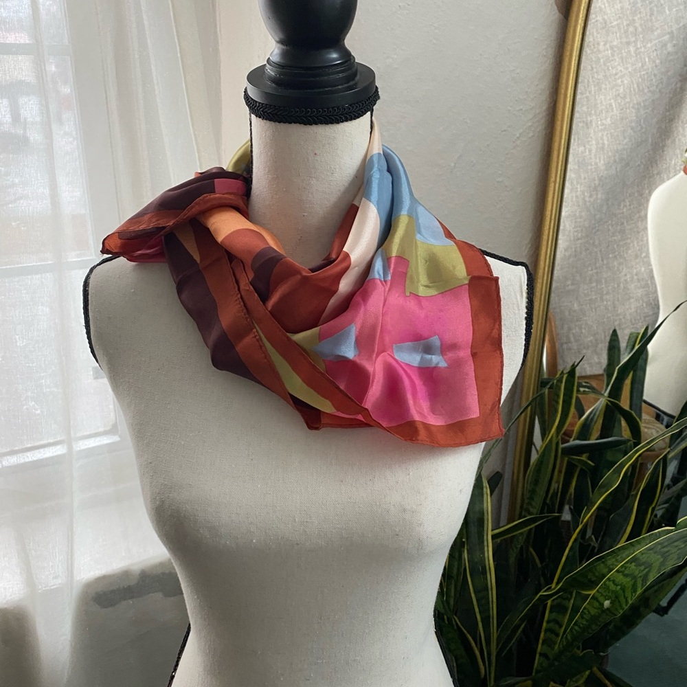 Vintage silk geometric scarf